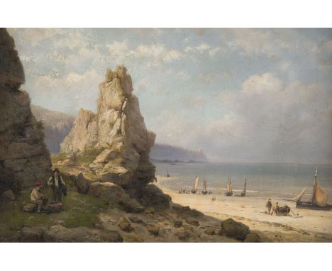 HERMANUS KOEKKOEK II('Jan VAN COUVER, Louis VAN STAATEN')1836 Amsterdam - 1909 LondonFISCHER AM STRAND Öl auf Leinwand. 37 x 