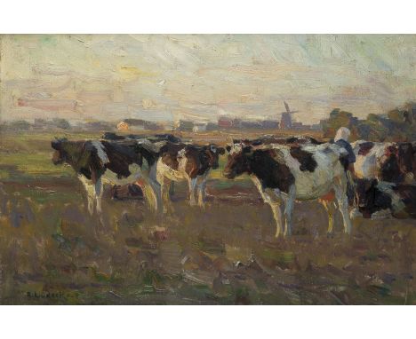 AUGUST LÜDECKE-CLEVE1868 Heinsberg - 1957 München'VERGLÜHEN' Öl auf Leinwand. 38 x 53.5 cm (R. 53 x 68 cm). Signiert unten li