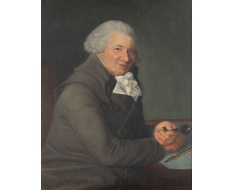 ANTON GRAFF (UMKREIS)1736 Winterthur - 1813 DresdenBILDNIS EINES SCHRIFTGELEHTRTEN Öl auf Leinwand auf Platte. 80,5 x 66 cm (