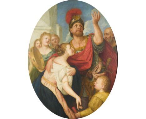 JOHANN HEINRICH TISCHBEIN (ATTR.)1722 Haina - 1789 KasselCORIOLANUS UND VENTURIA Öl auf Leinwand (doubl.). 157,5 x 118,5 cm (