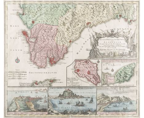 GEORG MATTHÄUS SEUTTER1678 Augsburg - 1757 ebenda'ACCURATA DESIGNATIO CELEBRIS FRETI PROPE ANDALUSIAE CASTELLUM GIBRALTAR (..