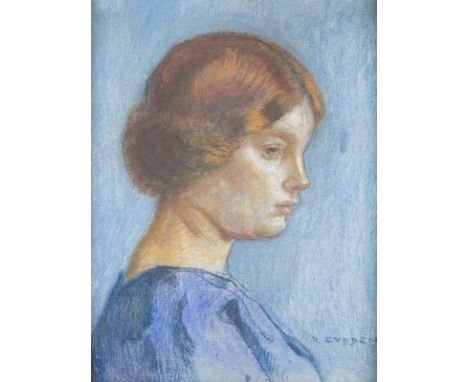 RUDOLF GUDDEN1863 Werneck - 1935 MünchenPORTRAIT EINER ROTHAARIGEN FRAU IN BLAU Pastell auf Karton. 46 x 37 cm (R. 51 x 43 cm