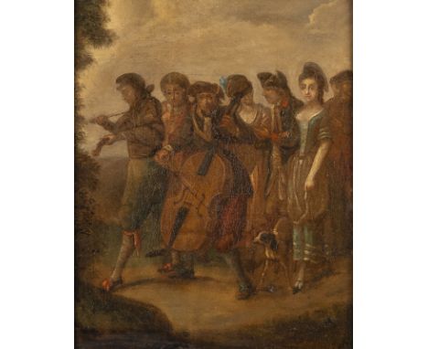 FRANZÖSISCHE SCHULE DES SPÄTEN 18. JH.FESTLICHE UND MUSIZIERENDE GESELLSCHAFT Öl auf Leinwand (doubl.). 27 x 22 cm (R. 41 x 3