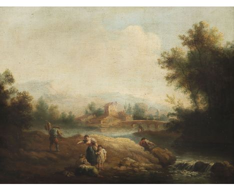 FRANCESCO ZUCCARELLI (WOHL WERKSTATT)15. August 1702 Pitigliano (Toskana) - 30. Dezember 1788 FlorenzLÄNDLICHE LANDSCHAFT MIT