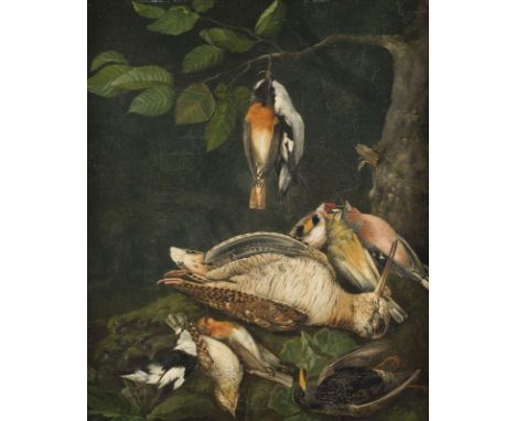 PHILIPP FERDINAND DE HAMILTON (ATTR.)Um 1664 Brüssel - 1750 WienSTILLLEBEN MIT VÖGELN Öl auf Eichenholztafel. 52 x 43 cm (R. 