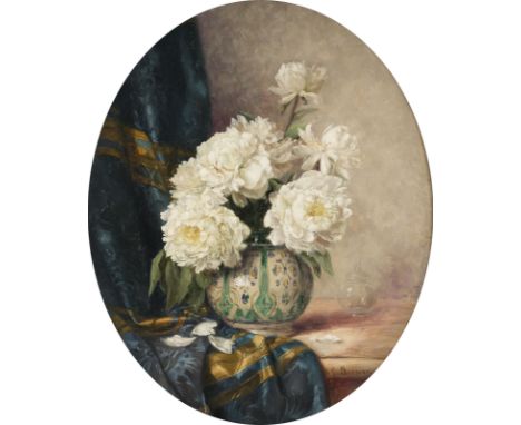 DOMINIQUE ROZIER1840 Paris - 1901 ebendaROSENBOUGUET Öl auf Leinwand. 27,5 x 41,5 cm (R. 38 x 51 cm). Signiert unten links 'D
