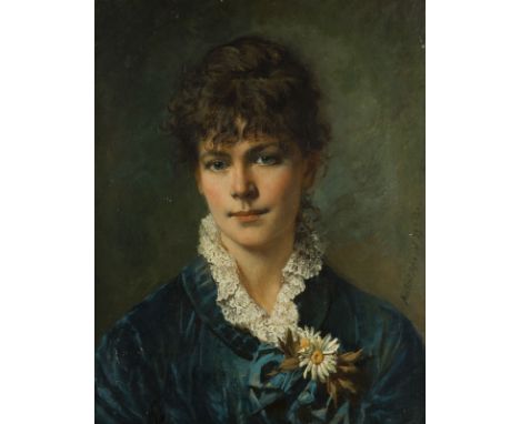 NORBERT SCHRÖDL1842 Wien - 1912 Kronberg im TaunusDAMENPORTRAIT. 1882 Öl auf Leinwand. 52 x 42 cm (R. 74 x 63 cm). Signiert r