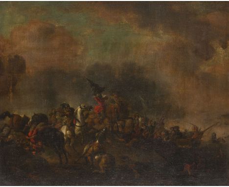 JACQUES COURTOIS (WOHL WERKSTATT)1621 Saint-Hippolyte (Franche-Comté) - 1676 RomREITERGEFECHT Öl auf Leinwand (alltdoubl.). 4