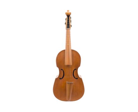VIOLA DA GAMBA / TENOR BASS GAMBE 'GEORG KELISCHEK WERKSTÄTTEN' UND ZWEI BÖGEN Deutsch, 20. Jh. Fichtenholzdecke und Ahornbod