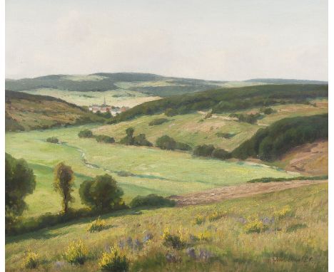 WERNER VOGEL1889 Brilon - 1957 DüsseldorfEIFELLANDSCHAFT Öl auf Leinwand. 51 x 61 cm (R. 65 x 75 cm). Signiert unten rechts. 