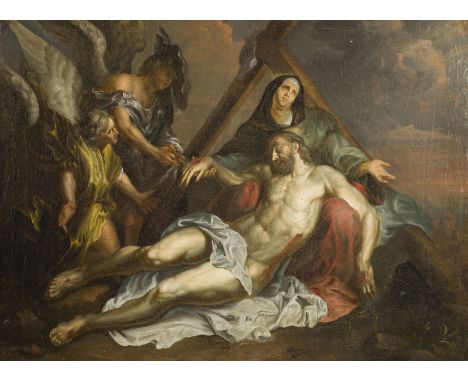 ANTHONIS VAN DYCK (NACHFOLGER)1599 Antwerpen - 1641 LondonBEWEINUNG CHRISTI Öl auf Leinwand (doubl.). 52 x 70 cm (R. 78 x 96 