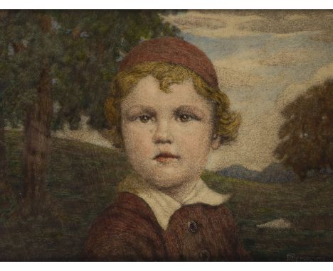 RUDOLF RIEMERSCHMID1873 München - 1953 ebendaPORTRAIT EINES KINDES Mischtechnik auf Holz. 28 x 36 cm (R. 47 x 55 cm). Signier