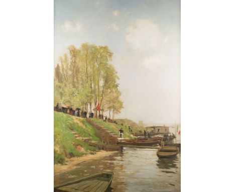 PIERRE LOUIS LÉGER VAUTHIER1845 Pernambuco - 1916 BeauchampSOMMER AN DER SEINE. QUAI DES TUILERIES Öl auf Leinwand. 125 x 84 