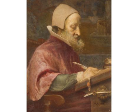 HUBERT VON HERKOMER1849 Waal - 1914 Budleigh-SaltertonPORTRAIT EINES GEISTLICHEN, 1879 Öl auf Holz. 20,5 x 15,5 cm (R. 33 x 2