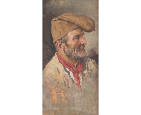 BERNARDO HAY (ATTR.)1864 Florenz - 1931 (1935) Capri oder NeapelPORTRAIT EINES FISCHERS Öl auf Holz. 29 x 17 cm (R. 46 x 32 c