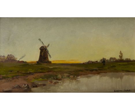 EUGEN JETTEL (ATTR.)1845 Johnsdorf - 1901 LussingrandeLANDSCHAFT MIT MÜHLE Öl auf Karton. 16,5 x 29 cm (R. 30 x 42,5 cm). Sig