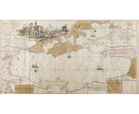JOHANNES VAN KEULEN1654 Deventer - 1715 Amsterdam'NIEUWE PASTKAART VAN DE GEHEELE SWARTE ZEE (...)' Kupferstich, koloriert, a