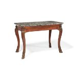 An oak and marble topped centre table or table à gibier in 18th century style