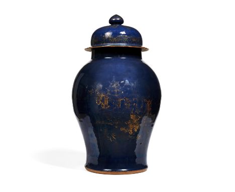 A very large Chinese Powder Blue Chinese vase and cover, Kangxi, 83cm high Provenance : Richard Timewell ,Sotheby's Director,