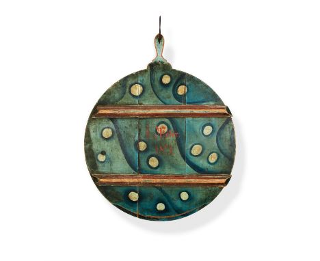 A Northern European, probably Scandinavian, carved and painted wood bread or chopping board, dated 1871, of large proportions