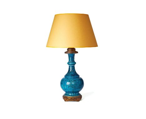 An Aesthetic Movement French faience and gilt bronze mounted table lamp, last quarter 19th century, by Joseph-Theodore Deck, 