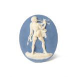A Wedgwood & Bentley pale-blue solid Jasper oval plaque