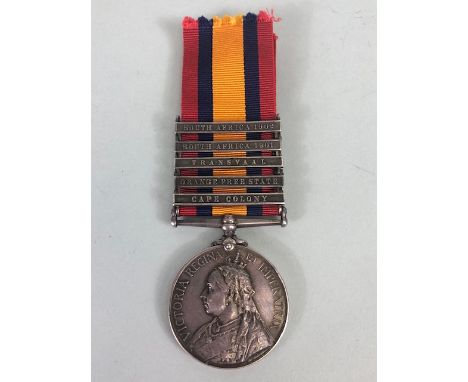 Military medals  interest, Queen Victoria South Africa campaign medal with five bars South Africa 1902, South Africa 1901,Tra