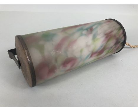 Vintage Lighting, 1930s clip on headboard light for a bed, opaque rainbow glass with white metal fittings, approximately 19cm
