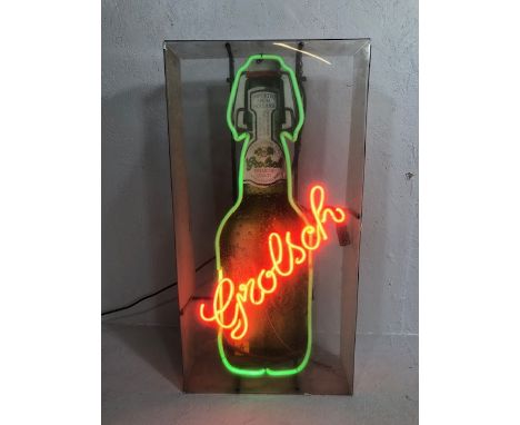 Neon light up  Advertising box sign for Grolsch beer approximately 43 x 83