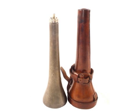 An unsual James Dixon flask complete with its leather case