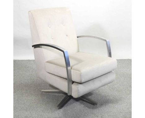 A contemporary swivel desk chair, on a brushed chrome base64w x 82d cmCondition report: Overall is solid and usable. Rotates 