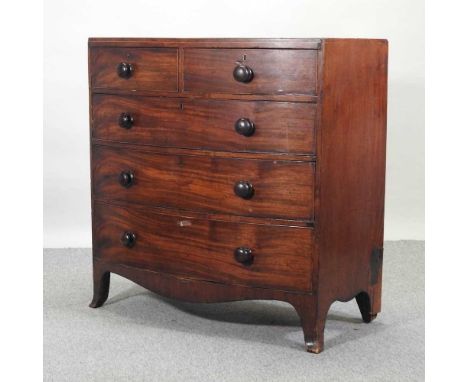 A 19th century mahogany bow front chest, on swept bracket feet107w x 52d x 106h cm