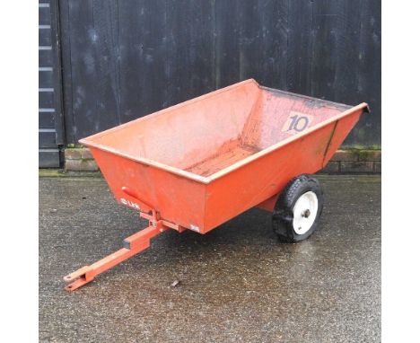 A red garden trailer,145 x 80cmCondition report: Solid and usable, but well used. One flat tyre.