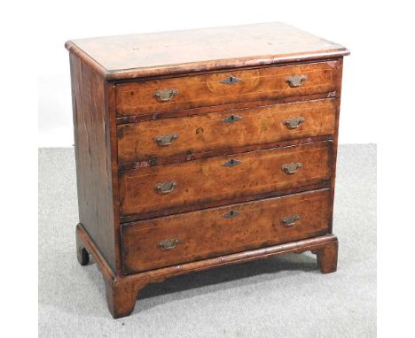An antique walnut chest, on bracket feet80w x 44d x 80h cm