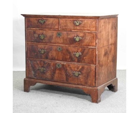 An 18th century walnut chest, of two short over three long drawers, on bracket feet101w x 60d x 94h cmCondition report: Overa