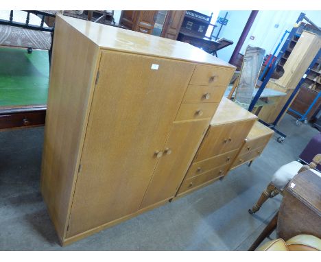 A Meredew light oak three piece bedroom suite