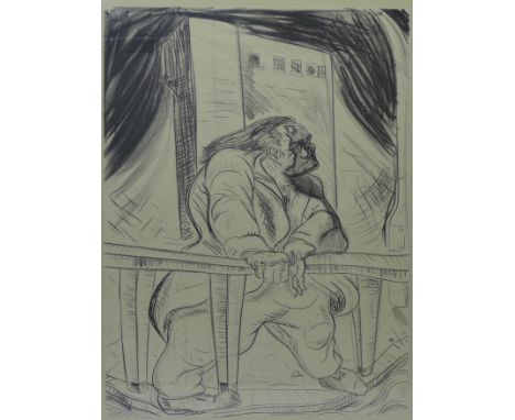 A signed Peter Howson limited edition lithograph, The Leaning Dosser, no.22/28, 75 x 56cms,  framed