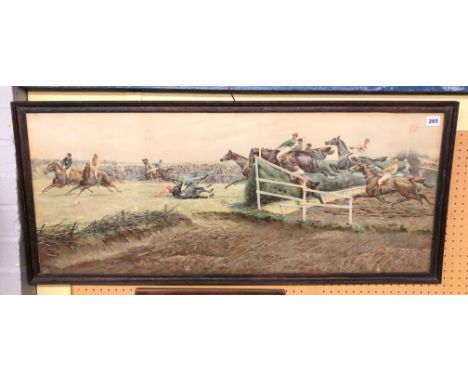 LITHOGRAPHIC PRINT 'GRAND NATIONAL' AFTER G.D. GILES F/G 98 X 40CM APROX