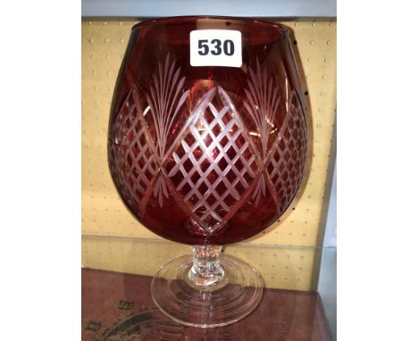 RUBY ETCHED GLASS OVERSIZED BRANDY GOBLET