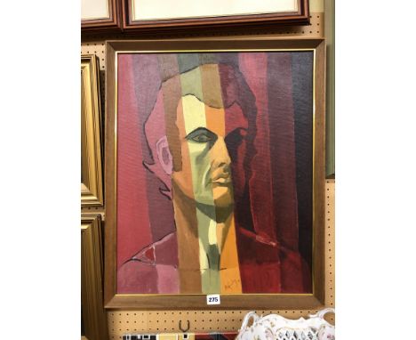 OIL ON BOARD - ABSTRACT PORTRAIT OF A MALE, SIGNED AND DATED '76 48 X 58CM APPROX