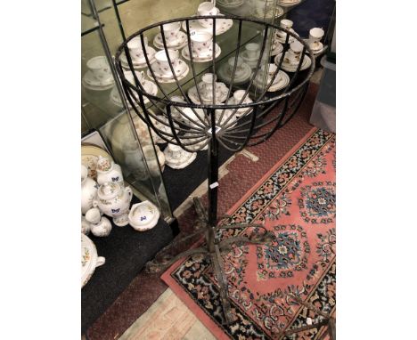 BLACKENED IRON PEDESTAL PLANTER BASKET 