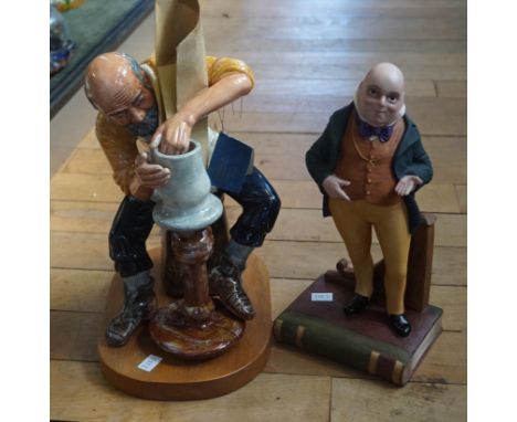 A ceramic model of 'The Old Potter' by Diane P Capener, limited edition no. 163/500 together with an Aynsley fine porcelain m
