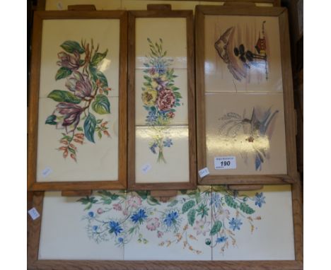 A mixed lot of assorted items to include Art Deco pressed glass dressing table set, six wooden framed ceramic tiles, three ex