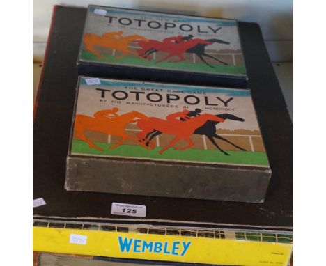 Vintage games to include two Totopoly games, with original board, and a Wembley vintage game.