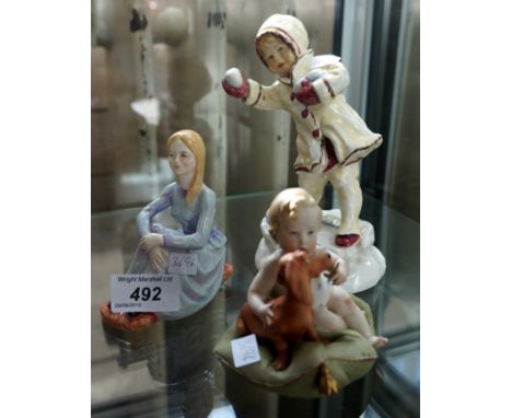 A group of ceramic figures to include a Capodimonte signed example, a Royal Worcester figure 'December' and a further Frances