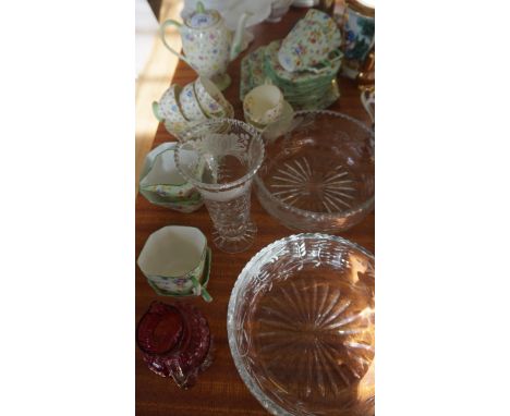 A mixed lot of assorted items to include a chintz tea service, a Foley china tea service, cut glass etc.