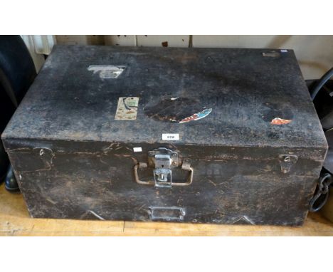 A large quantity of assorted vintage tools contained in a metal chest.