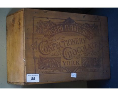A vintage Joseph Terry & Son Confectionary chocolate pine box.