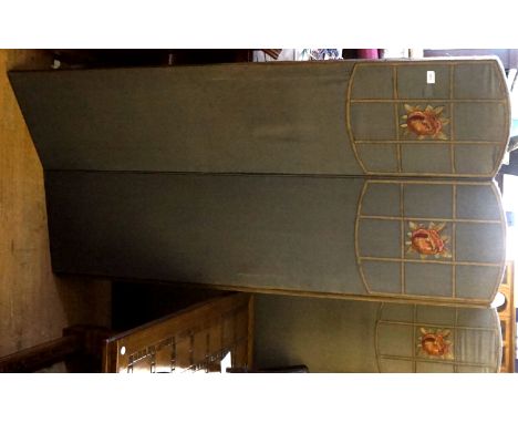 A Vintage five panel folding screen, having floral decoration.