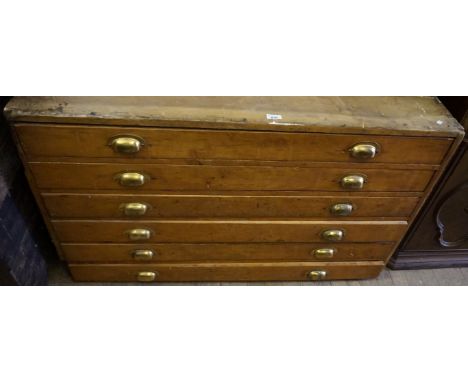 A Vintage pine six drawer plan chest.